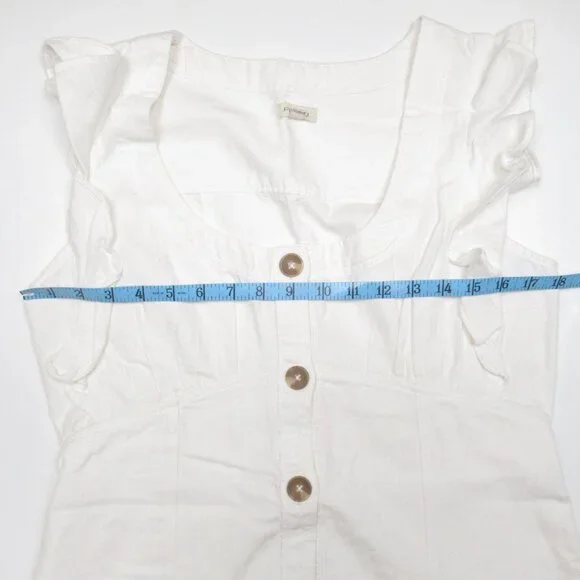 NWOT Anthropologie Pilcro Scoop-Neck Ruffle-Sleeve Buttondown Dress White Sz 10 - Picture 6 of 11